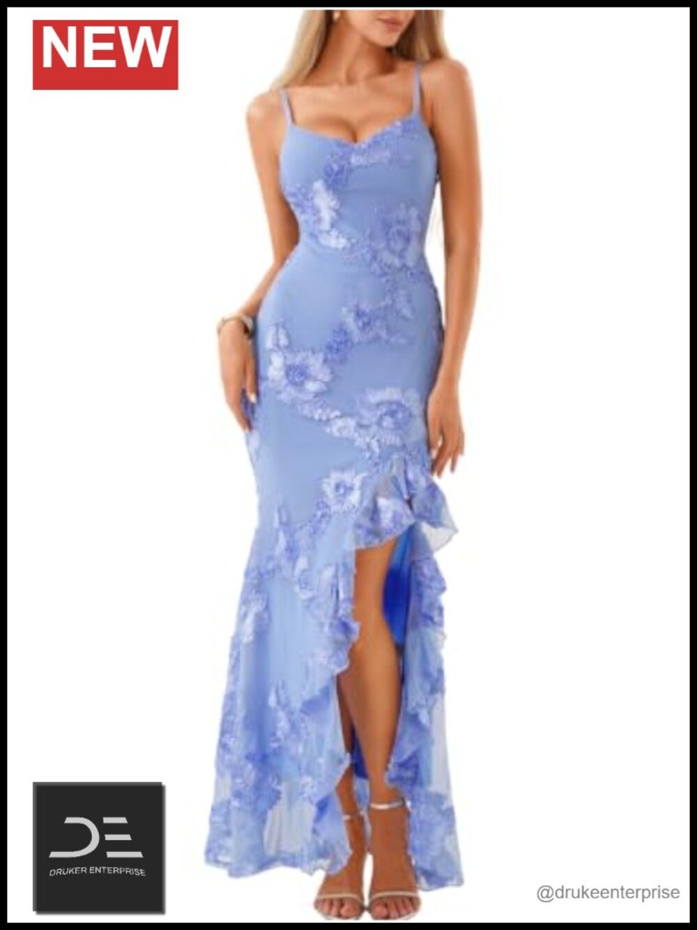 3D Floral Bodycon Maxi Dress Formal Cocktail Wedding Guest Sleeveless